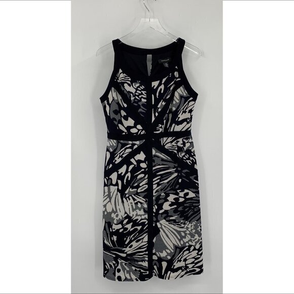 R&M Richards jersey sleeveless shift dress black white colorblock print 12 - Picture 1 of 4